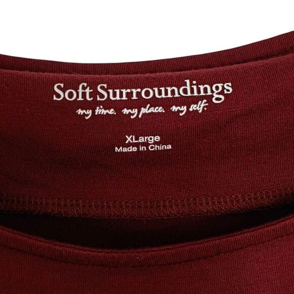 Soft Surroundings Long Sleeve Top Size XL Burgundy Ruched Sides Stretch Jersey - Picture 4 of 6